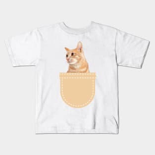 Orange Cat in Pocket (Ginger Domestic Short Hair) Kids T-Shirt